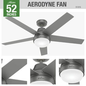 Hunter 52" Aerodyne Indoor WiFi Ceiling Fan with LED Light and Remote Control