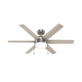 Hunter 52" Tustin Brushed Nickel Ceiling Fan With LED Light Kit And Pull Chain