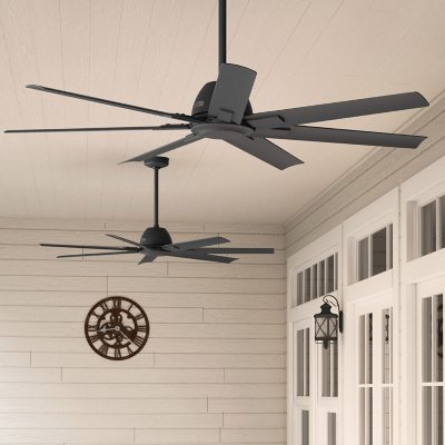 Hunter Downtown ENERGY STAR Damp Rated Ceiling Fan and Wall Control:- 60', Black