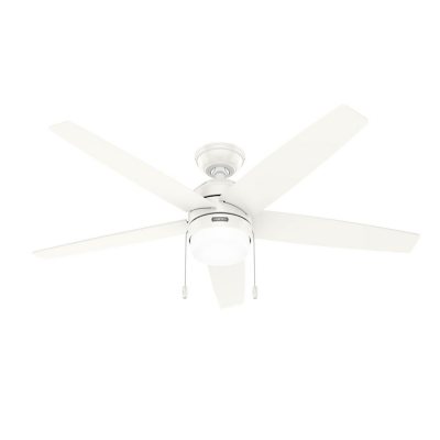 Hunter Bardot Ceiling Fan with LED Light Kit and Pull Chain - 52" Fresh White:- 52", Fresh White