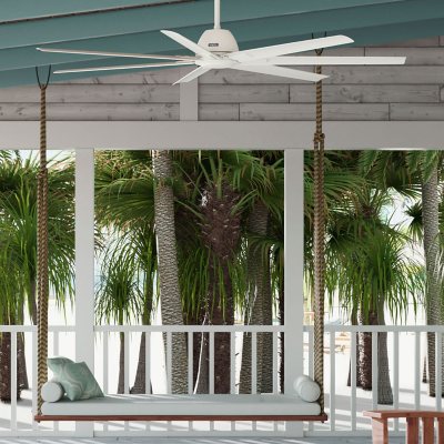 Hunter 72 inch Downtown ENERGY STARDamp Rated Ceiling Fan and Wall Control:- 72', White