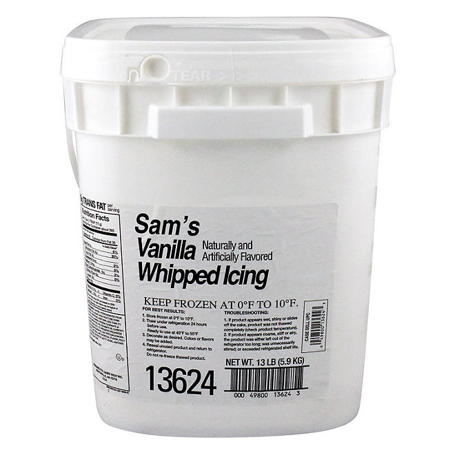 Sam's Vanilla Whipped Icing, Frozen Wholesale Case 13 lbs.