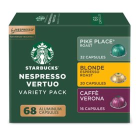 Starbucks by Nespresso Vertuo Coffee Pods, Variety Pack, 68 ct.