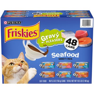 Purina Friskies Gravy Pleasers Wet Cat Food, Seafood or Poultry Variety  Pack - (48)  oz. Cans - Sam's Club