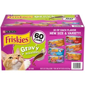 Purina Friskies Wet Cat Food, Gravy Pleasers Variety Pack, 5.5 oz., 60 ct.