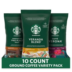 Starbucks Ground Coffee Variety Pack, 2.5 oz., 10 packets