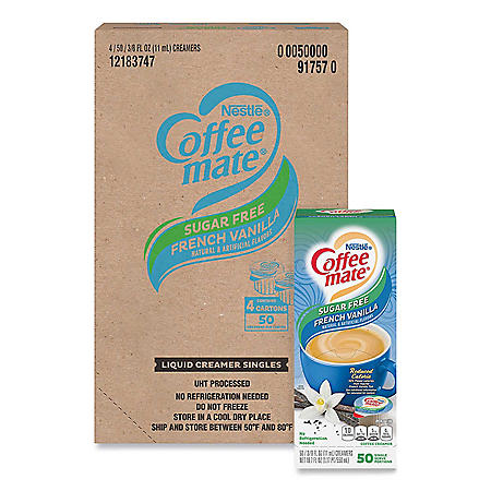 Nestle Coffee-mate Sugar-Free Liquid Creamer Singles, French Vanilla (200 ct.)