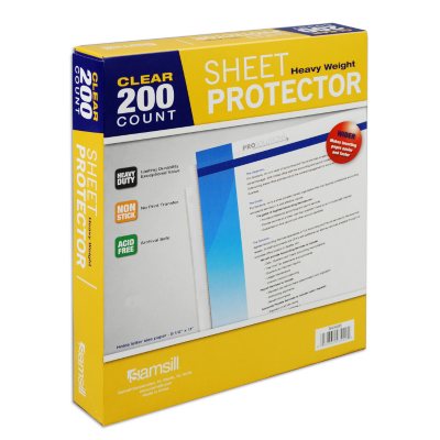 Holds 10+ Sheets Top Loading Page Protectors Samsill 200 Clear Super Heavyweight Sheet Protectors Archival Safe/Acid Free 4.7 MIL Thickness Reinforced 3 Hole Design Box of 200 