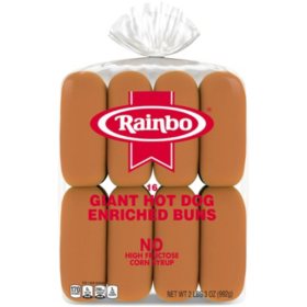 Rainbo Giant Hot Dog Enriched Buns (35 oz., 16 ct.)