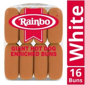 Rainbo Giant Hot Dog Buns 8 In 16 Ct Sam S Club