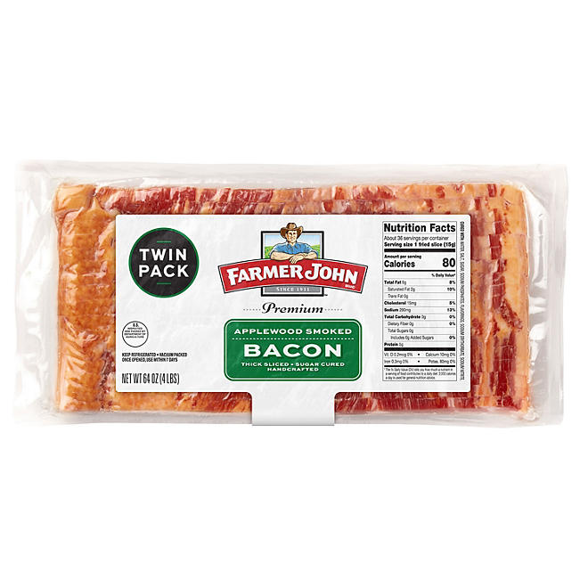 Farmer John Applewood Smoked Thick Cut Bacon (4 lbs.)