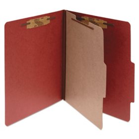 ACCO Pressboard 25-Pt 4-Section Classification Folders, Earth Red (Letter, 10ct.)