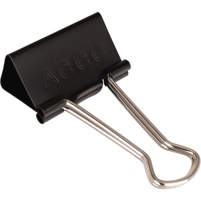 ACCO Medium Binder Clips, 5/8 Cap, Black, 12/Box 