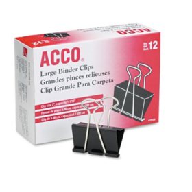 ACCO Binder Clips, Large, Black/Silver, 12 Count