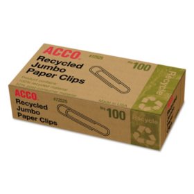ACCO Recycled Paper Clips - Jumbo - 100 ct. - 10 pk.
