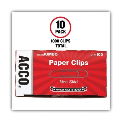 Jumbo Smooth Gold 1100 ... 24 Boxes per Pack ACCO Paper Clips 50 Clips/Box 