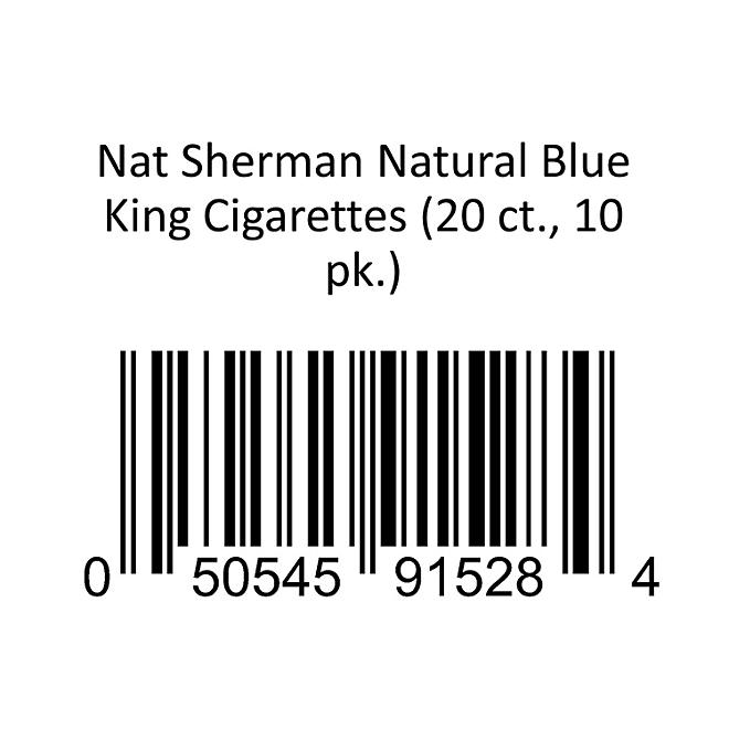 Nat Sherman Natural Blue King Cigarettes 20 ct., 10 pk.