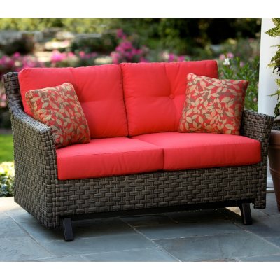 Wicker patio deals glider loveseat