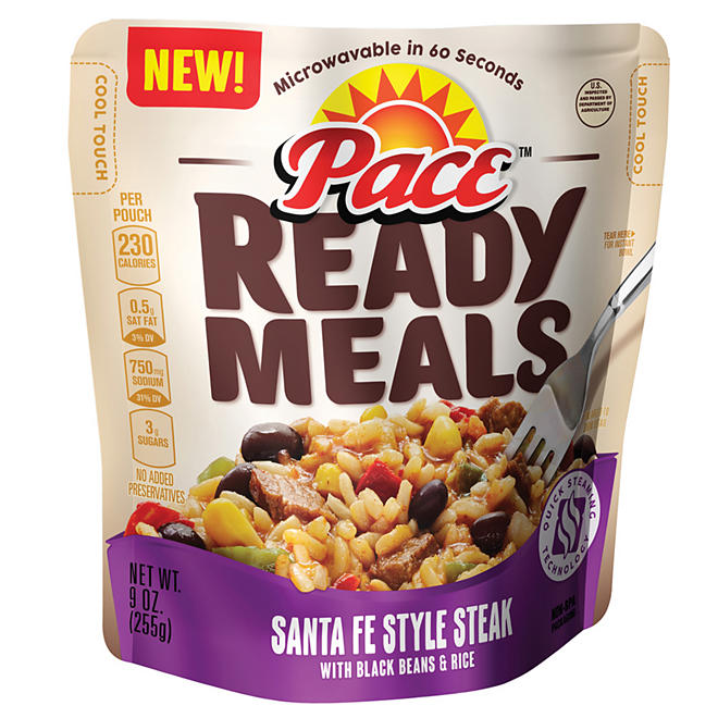 Pace Ready Meals Santa Fe Style Steak with Black Beans & Rice (9 oz., 6 ct.)