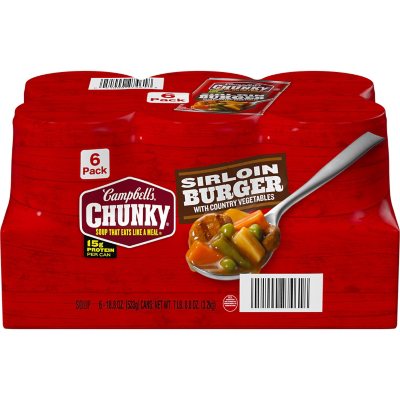 Campbell's Chunky Microwavable Soup, Sirloin Burger with Country Vegetables  Soup, 15.25 Ounce Bowl(pack of 8)