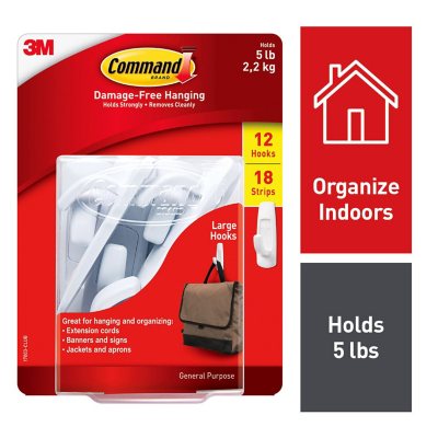 Command™ Large White Adhesive Wire Hook - 1 Pack - Bunnings
