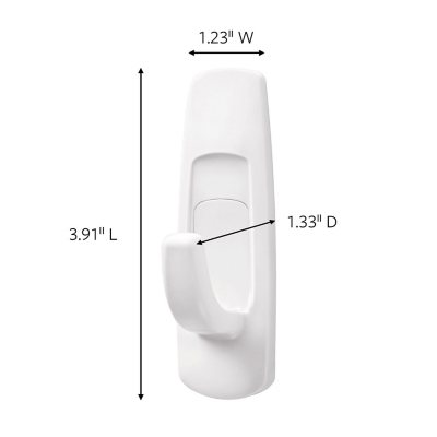 Command™ Utility Hook 17010UKN, White, X-Large for Heavyweight %3C 4.5 kg,  1 Hook + 2 Strips