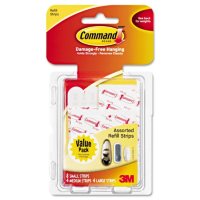 Command Assorted Size Refill Strips, White, 16ct.