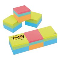 Post-it Notes Mini Cubes, 1 7/8 x 1 7/8, Orange Wav/Green Wave, 400-Sheet, 3/Pack