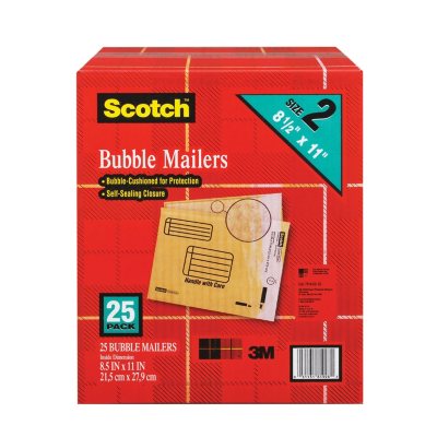 25-Pack 8.5 x 11-Inches Scotch Bubble Mailer Size #2 