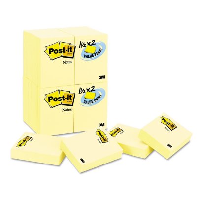 Post-it Notes - Original Pads in Canary Yellow, 1-1/2 x 2, 90/Pad - 24  Pads/Pack - Sam's Club
