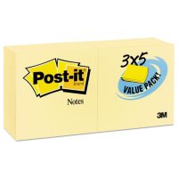 Post-it Notes - Original Pads in Canary Yellow, 3 x 5, 50/Pad -  24 Pads/Pack