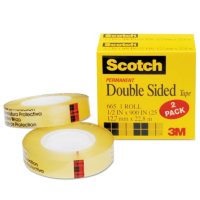 Scotch - 665 Double-Sided Tape, 1/2" x 900", 1" Core, Clear -  2/Pack