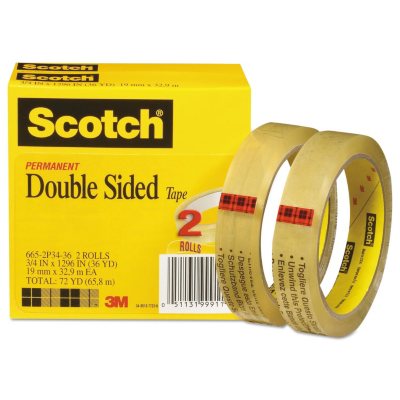 Scotch Double Sided Tape 3 4 X 1296 3 Core Transparent 2 Pack Sam S Club