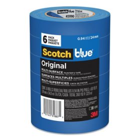 Scotch - Painter's Masking Tape, 1" x 60 yards, 3" Core, Blue -  6/Pack