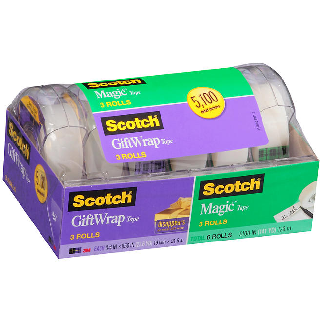 Scotch Magic Tape & Gift Wrap Tape Combo Pack, 6 Pack