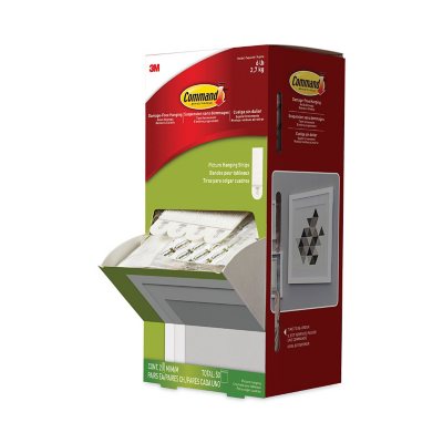 Command Picture Hanging Strips, Cabinet Pack, Removable, 0.75 x 2.75,  White, 4/Set, 50 Sets/Carton - Sam's Club