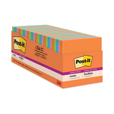 Post-it Notes Super Sticky Pads in Rio de Janeiro Colors, 3 x 3, 70-Sheet  Pads, 24/Pack - Sam's Club
