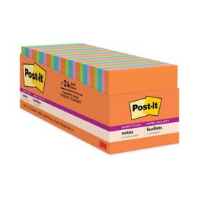 Post-it Notes Super Sticky Pads in Rio de Janeiro Colors, 3 x 3, 70-Sheet Pads, 24/Pack