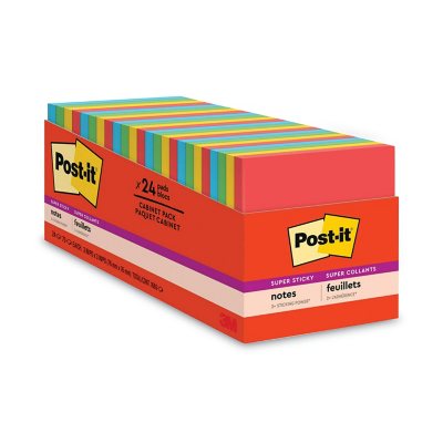 Post-it Super Sticky Notes, Assorted Sizes, 3 Pads, 2x the