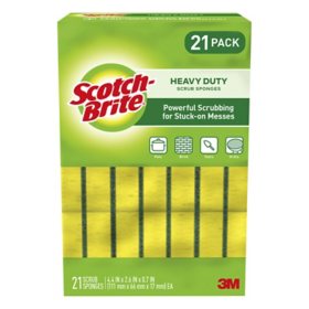 Scotch-Brite Heavy Duty Scrub Sponges, Individually Wrapped, 21/Pack