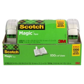 Scotch Magic Tape, ¾" x 850", 6 Pack