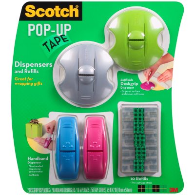 Scotch Pop-Up Tape, Handband Dispenser, 3 Refills with 75 Strips each 