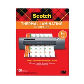Scotch - Letter Size Thermal Laminating Pouches, 3 mil, 11 1/2 x 9 -  100 per pack