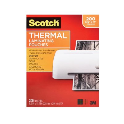Scotch Thermal Laminating Pouches, 3 mil, Letter, 200ct. - Sam's Club