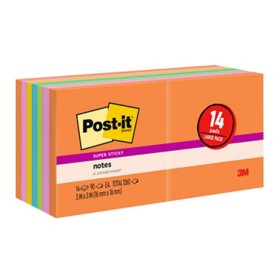 Post-it Super Sticky Notes, 3 in. x 3 in., Energy Boost Collection, 14 Pads/Pack