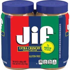 Jif Extra Crunchy Peanut Butter, 48oz., 2pk.