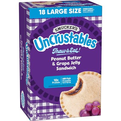 Smucker's Uncrustables | Bulk Size, 72 Count (2.6 oz Each) | Peanut Butter  and Strawberry Jam Sandwich on Wheat Bread - Whole Grain, Individually