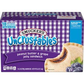 Smucker's Uncrustables Sandwiches, Grape, Frozen, 50.4 oz., 18 ct.