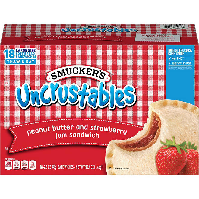 Smucker's Uncrustables Peanut Butter and Strawberry Jam Sandwiches (50.4 oz., 18 pk.)
