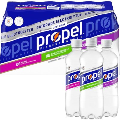 24 BOTTLES) 16 oz PROPEL ZERO VARIETY PACK SPORTS DRINKS BERRY, KIWI, GRAPE